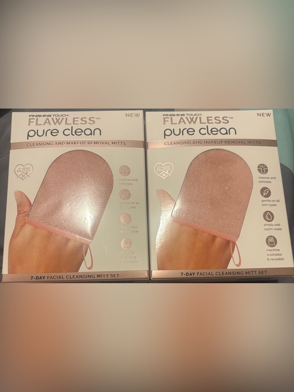 Flawless Pure Clean Pink Cleansing & Makeup Removal Mitts - 2 Pack